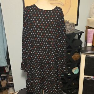 Good Luck Gem Black Flowers Dress Size Small